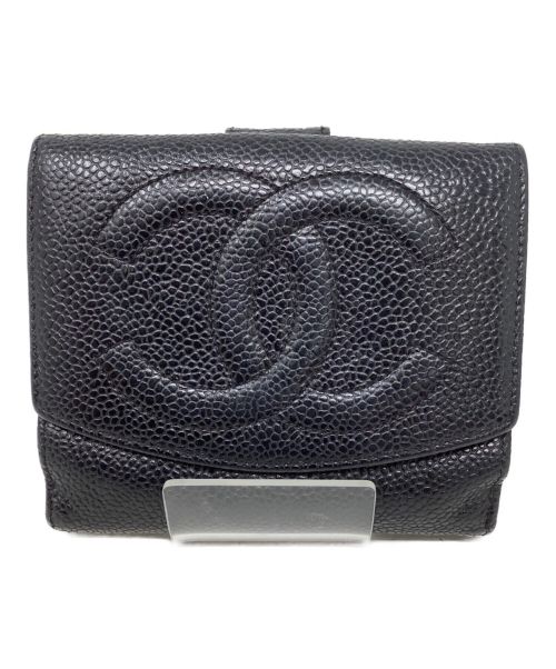 CHANEL（シャネル）CHANEL (シャネル) 3つ折り財布 ブラックの古着・服飾アイテム