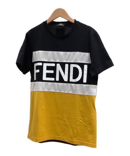 FENDI（フェンディ）FENDI (フェンディ) クルーネックTシャツ ブラック×イエロー サイズ:Sの古着・服飾アイテム