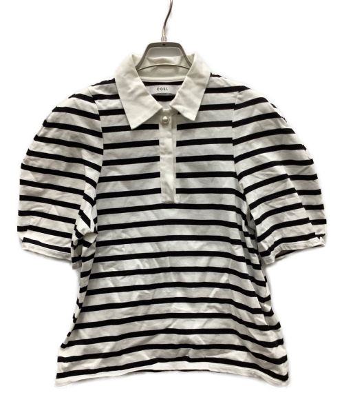 COEL（コエル）COEL (コエル) パワショルボーダーポロシャツ ホワイト×ブラック サイズ:Freeの古着・服飾アイテム