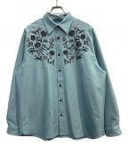 HAREハレ）の古着「レトロフラワー刺繍レギュラーカラーシャツ」｜ブルー