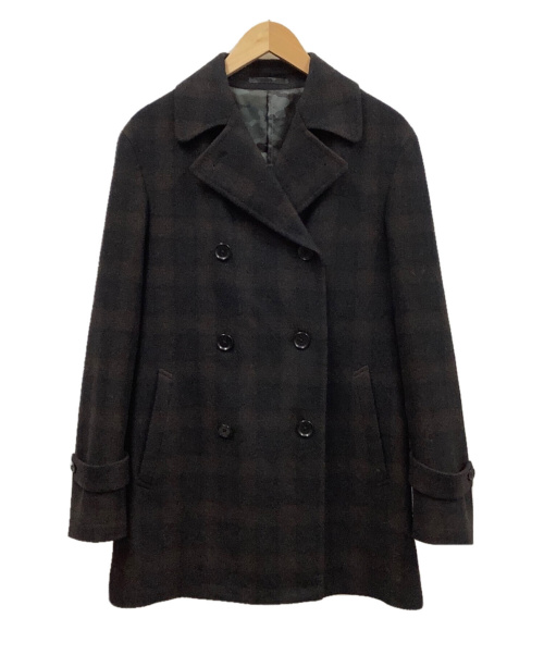 TETSU s.p.a.（テツ エスピーエー）TETSU s.p.a. (テツ エスピーエー) Pコート ブラック×ブラウン サイズ:Sの古着・服飾アイテム