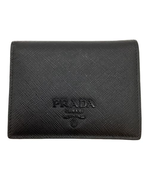 PRADA（プラダ）PRADA (プラダ) 2つ折り財布　サフィアーノ ブラックの古着・服飾アイテム