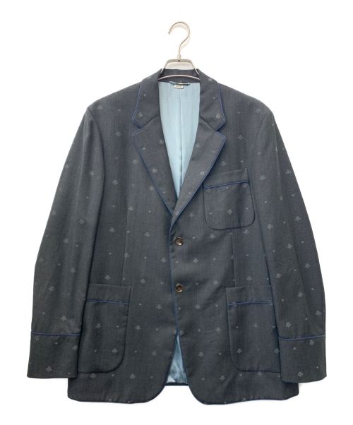 GUCCI（グッチ）GUCCI (グッチ) ビー ハート エンブロイダリー テーラードジャケット グレー サイズ:50の古着・服飾アイテム