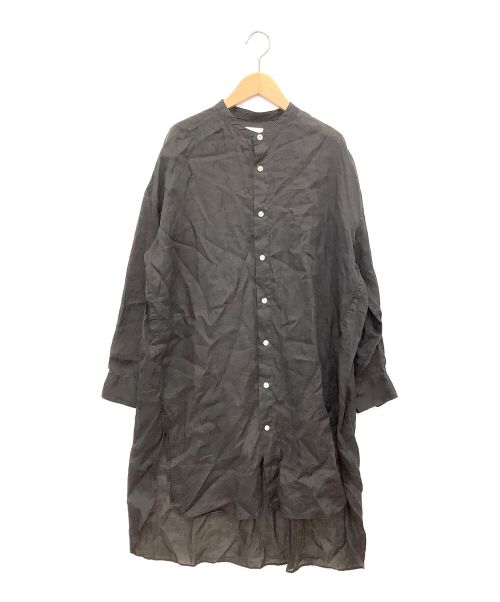 LE GLAZIK（ル グラジック）LE GLAZIK (ル グラジック) ラミーバンドカラーロングシャツ ブラック サイズ:36の古着・服飾アイテム