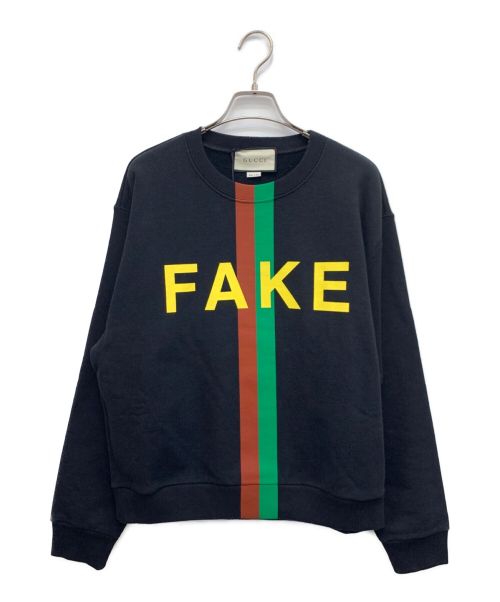 GUCCI（グッチ）GUCCI (グッチ) Fake/Not Print Sweatshirt ブラック サイズ:XS 未使用品の古着・服飾アイテム