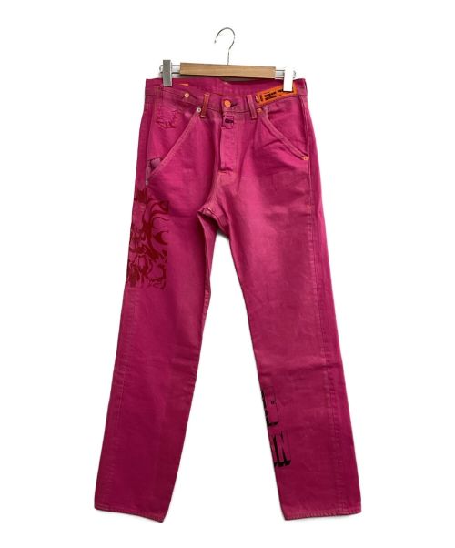 LEVI'S（リーバイス）LEVI'S (リーバイス) HERON PRESTON (ヘロンプレストン) ペイント加工ストレートデニムパンツ ピンク サイズ:30 未使用品の古着・服飾アイテム