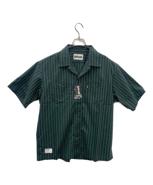 Schott（ショット）Schott (ショット) TC ストライプ ワークシャツ グリーン×ホワイト サイズ:Lサイズ 未使用品の古着・服飾アイテム