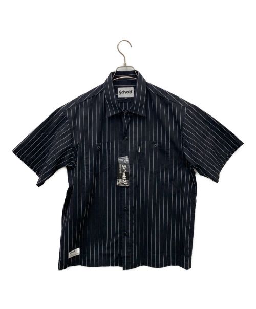 Schott（ショット）Schott (ショット) ストライプワークシャツ ブラック×ホワイト サイズ:L 未使用品の古着・服飾アイテム