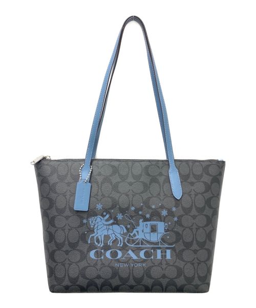 COACH（コーチ）COACH (コーチ) トートバッグ ブルー×ブラックの古着・服飾アイテム