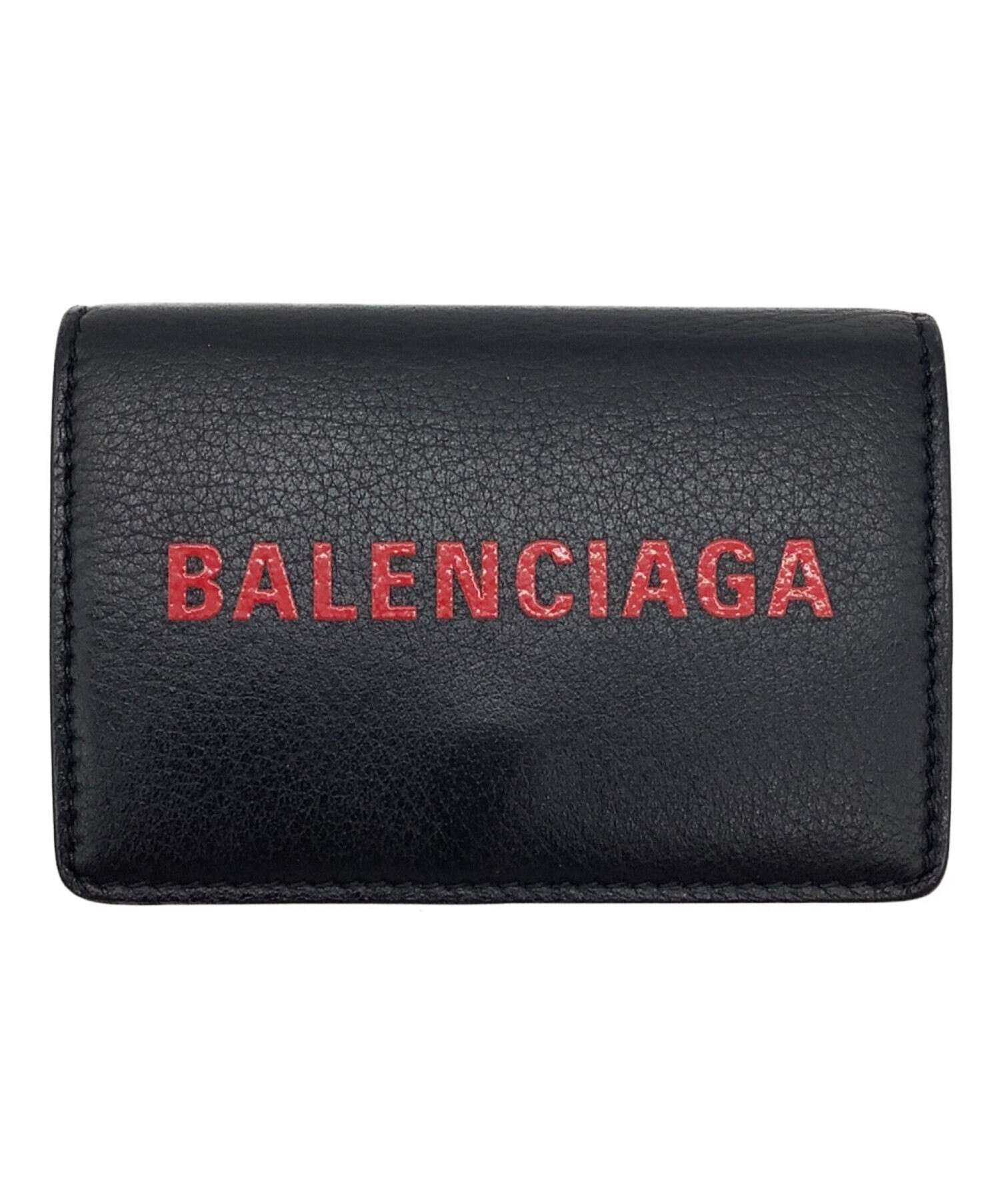BALENCIAGA (バレンシアガ) 3つ折り財布 ブラック×レッド