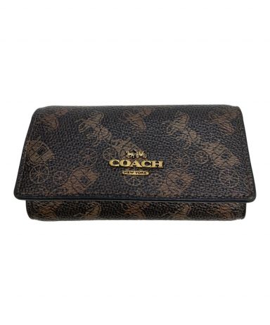 美品 コーチ ☆ レザー キーケース 6リング 三つ折り ブルー COACH  