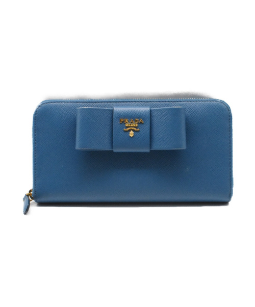 PRADA（プラダ）PRADA (プラダ) ラウンドファスナー財布/サフィアーノ ブルー 1ML506の古着・服飾アイテム