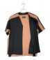 中古・古着 MOSODELIA (モソデリア) CARREMAN ノーカラー半袖シャツ ブラック×ピンク サイズ:2：3980円