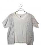MM6 Maison Margielaエムエムシックス メゾンマルジェラ）の古着「切替VネックTシャツ」｜ホワイト