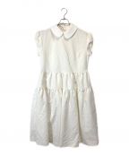 UNMINOUアンミヌ）の古着「ラウンドカラージャガードドレス」｜ホワイト