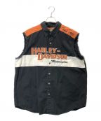 HARLEY-DAVIDSONハーレーダビッドソン）の古着「ベスト」｜ブラック×オレンジ