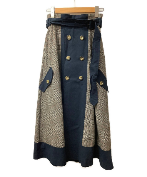Ameri（アメリ）Ameri (アメリ) チェックトレンチスカート グレー サイズ:- 秋冬物の古着・服飾アイテム