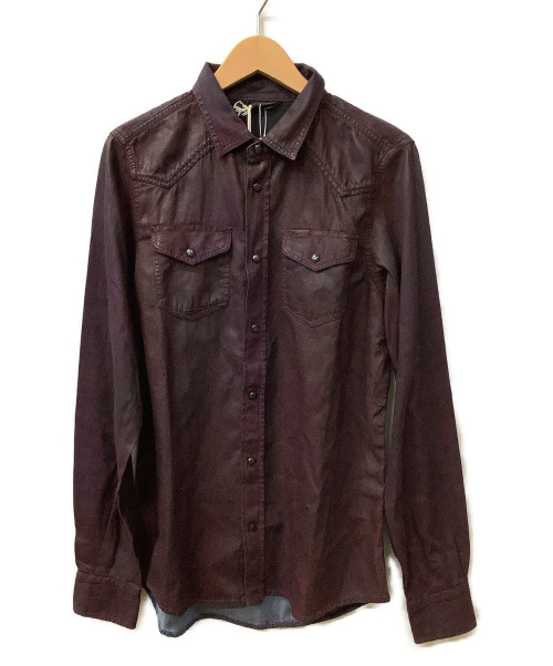 DIESEL（ディーゼル）DIESEL (ディーゼル) コーティングデニムシャツ ワインレッド サイズ:M 未使用品 オールシーズンの古着・服飾アイテム