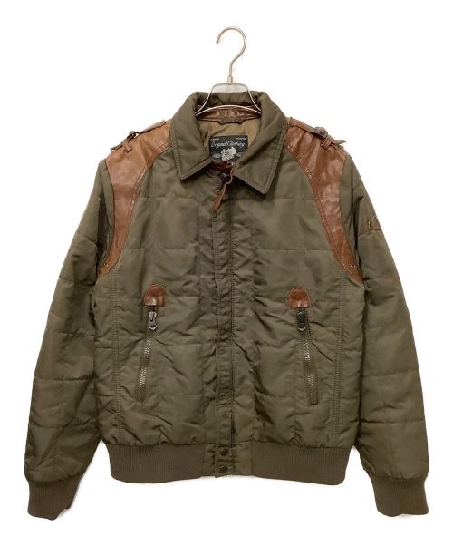 REPLAY（リプレイ）REPLAY (リプレイ) レザー切替フライトジャケット ブラウン サイズ:Lの古着・服飾アイテム