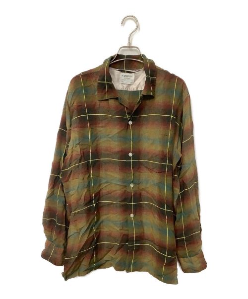 ARROW（アロー）ARROW (アロー) オープンカラーシャツ レッド×ブラウン サイズ:Lの古着・服飾アイテム