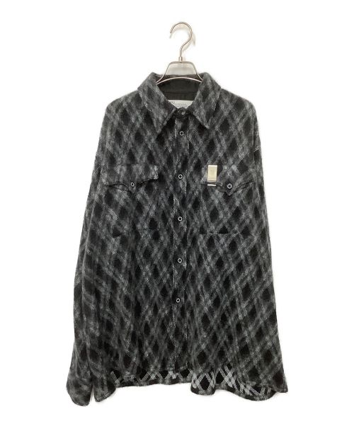 DAIRIKU（ダイリク）DAIRIKU (ダイリク) モヘアチェックシャツ グレー サイズ:Lの古着・服飾アイテム