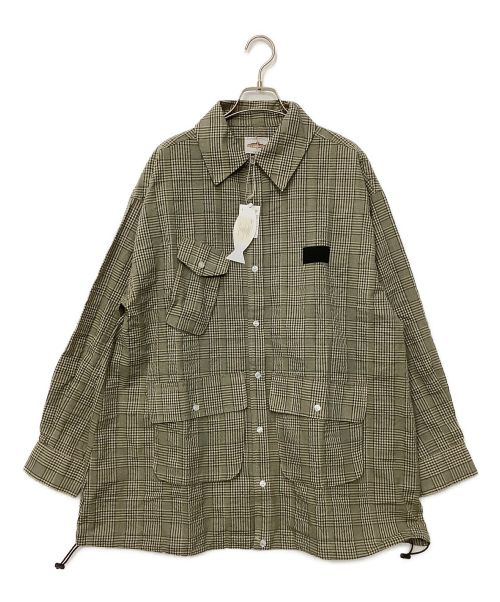 BROOK（ブルック）Brook (ブルック) フィッシングシャツ アイボリー×グリーン サイズ:2の古着・服飾アイテム