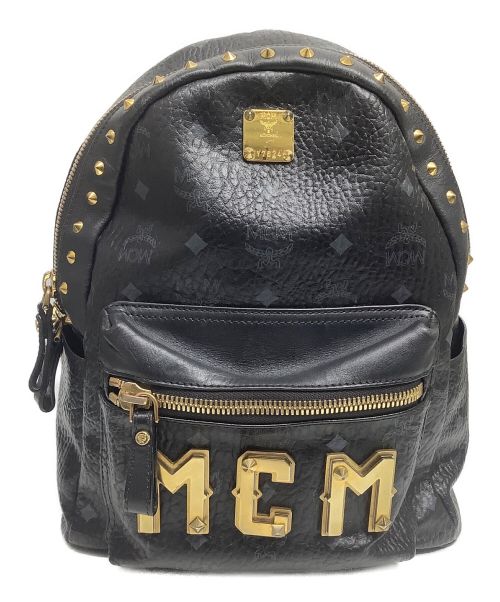 MCM（エムシーエム）MCM (エムシーエム) レザースタッズリュック ブラックの古着・服飾アイテム