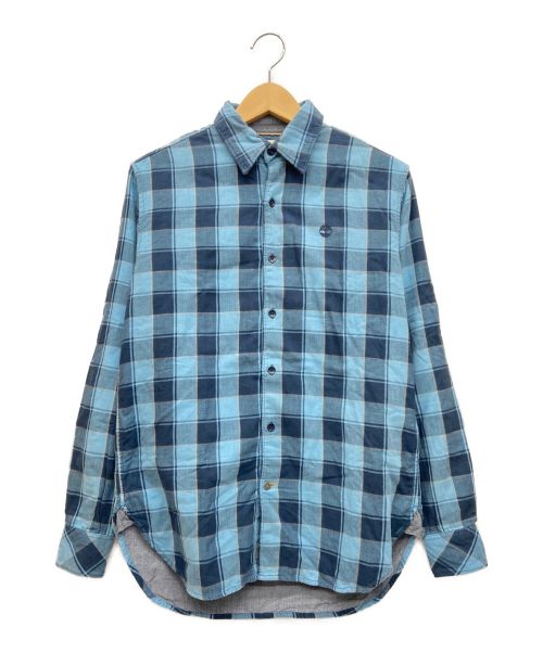 Timberland（ティンバーランド）Timberland (ティンバーランド) チェックシャツ スカイブルー×ネイビー サイズ:XSの古着・服飾アイテム