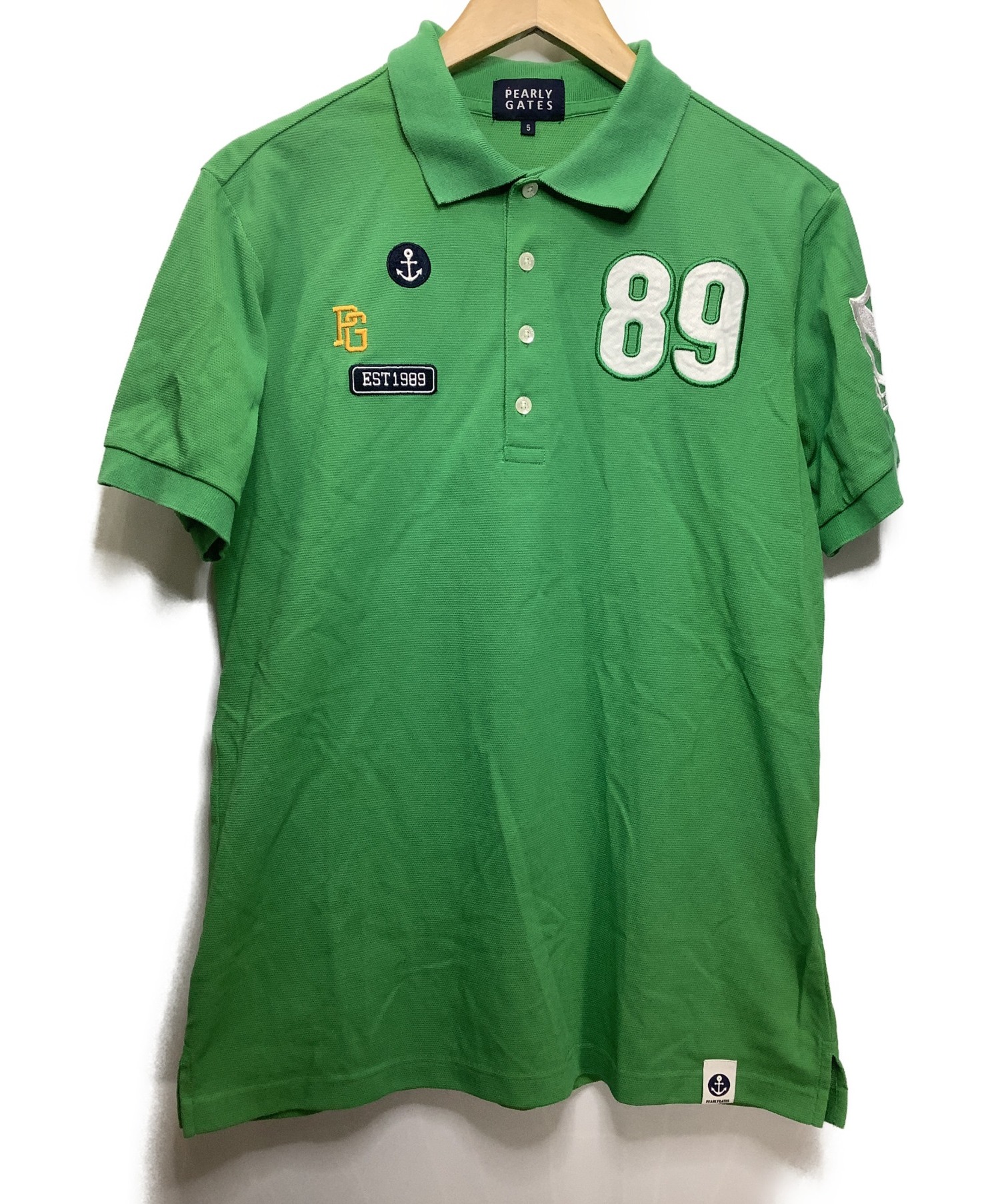 本物品質のゴルフPEARLY GATES (パーリーゲイツ) 鹿の子ポロシャツ グリーン サイズ:5
