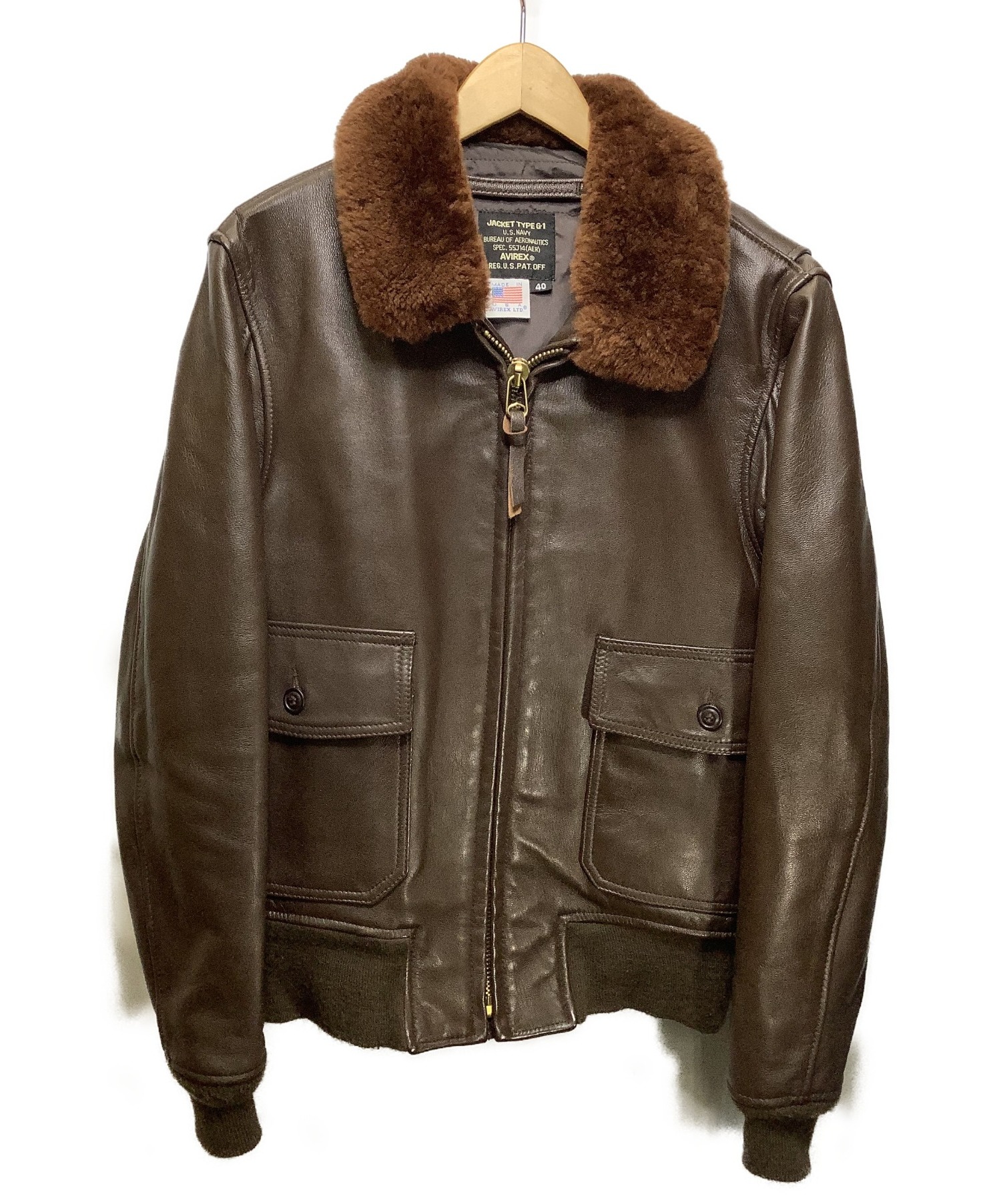 AVIREX (アビレックス) G-1ジャケット ブラウン サイズ:40 山羊革