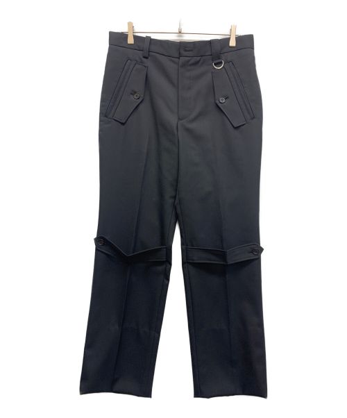 JOHN LAWRENCE SULLIVAN（ジョンローレンスサリバン）JOHN LAWRENCE SULLIVAN (ジョンローレンスサリバン) Wool gabardine trench trousers ブラック サイズ:48の古着・服飾アイテム