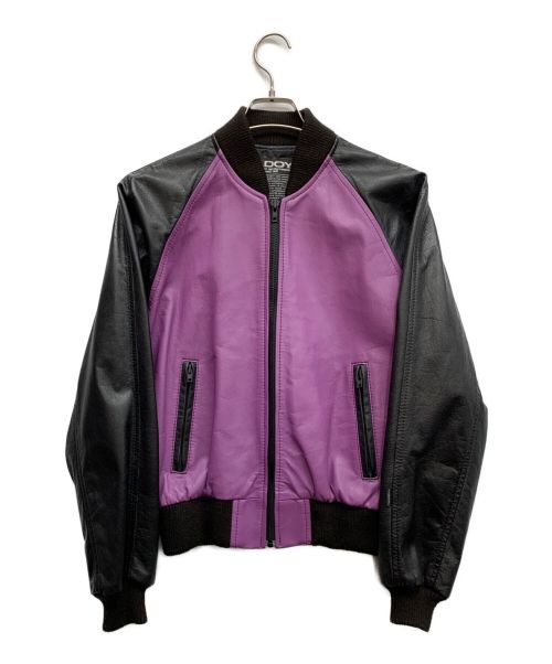KADOYA（カドヤ）KADOYA (カドヤ) レザージャケット ブラック×パープル サイズ:Mの古着・服飾アイテム