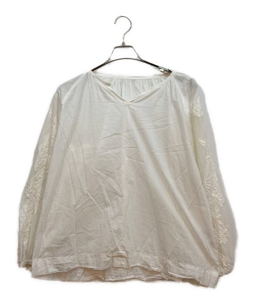 かぐれ（カグレ）かぐれ (カグレ) メッシュ刺繍スリーブブラウス ホワイト サイズ:Freeの古着・服飾アイテム
