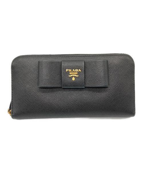 PRADA（プラダ）PRADA (プラダ) ラウンドファスナー財布/サフィアーノ ブラックの古着・服飾アイテム