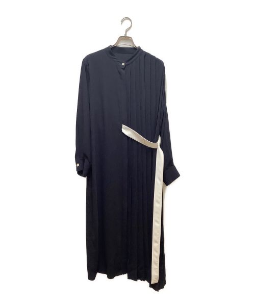 LE CIEL BLEU（ルシェルブルー）LE CIEL BLEU (ルシェルブルー) ハーフプリーツドレス ネイビー×ホワイト サイズ:36の古着・服飾アイテム