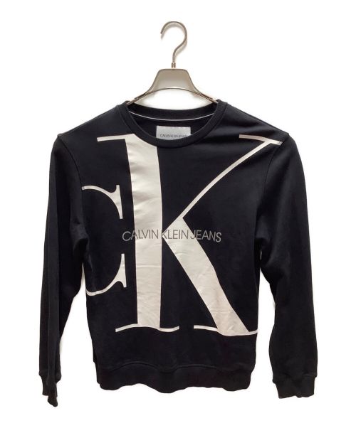 Calvin Klein Jeans（カルバンクラインジーンズ）Calvin Klein Jeans (カルバンクラインジーンズ) CK ロゴ ロングスリーブ Tシャツ ブラック×ホワイト サイズ:Mの古着・服飾アイテム