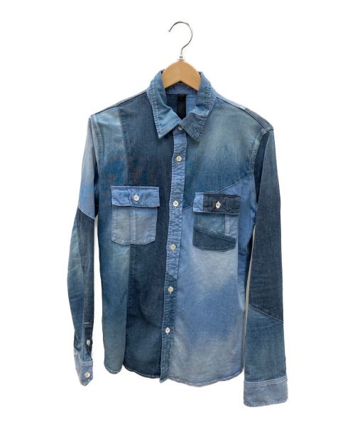 wjk（ダブルジェイケー）wjk (ダブルジェイケー) パッチワークシャツ ブルー サイズ:Mの古着・服飾アイテム