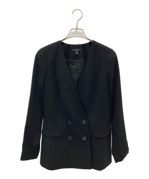J.CREW（ジェイクルー）J.CREW (ジェイクルー) ノーカラーダブルジャケット ブラック サイズ:2の古着・服飾アイテム