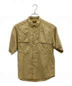 BROWN by 2-tacsブラウンバイツータックス）の古着「ウールリネン半袖サファリシャツ」｜イエロー