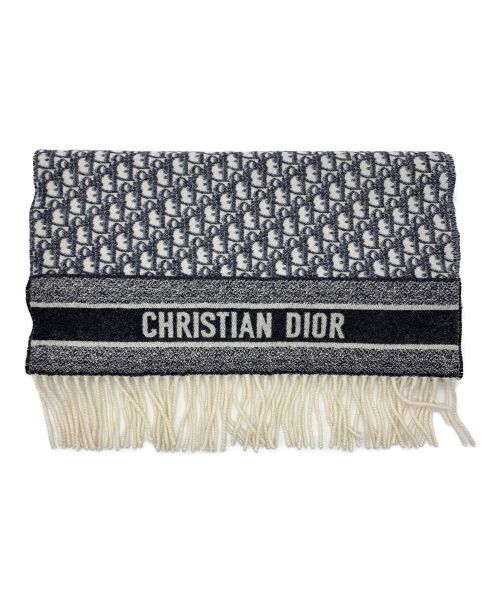 Christian Dior（クリスチャン ディオール）Christian Dior (クリスチャン ディオール) カシミヤマフラー ネイビーの古着・服飾アイテム
