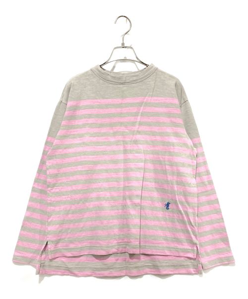 45R（フォーティーファイブアール）45R (フォーティーファイブアール) バスク縞の908Tシャツ グレー×ピンク サイズ:1の古着・服飾アイテム