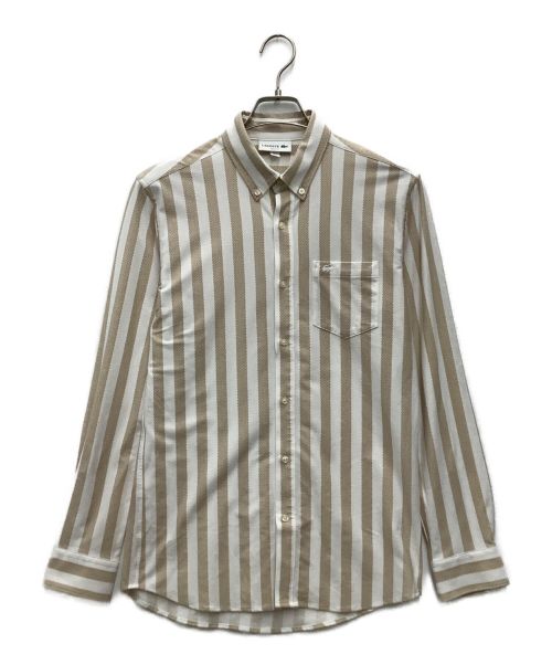 LACOSTE（ラコステ）LACOSTE (ラコステ) ボタンダウンシャツ　21年モデル ベージュ×ホワイト サイズ:SIZE Mの古着・服飾アイテム