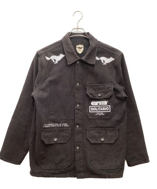 EL SOLITARIO（-）EL SOLITARIO (-) カバーオール　Funris Worker Jacket x Ornamental Conifer ブラック サイズ:SIZE Lの古着・服飾アイテム