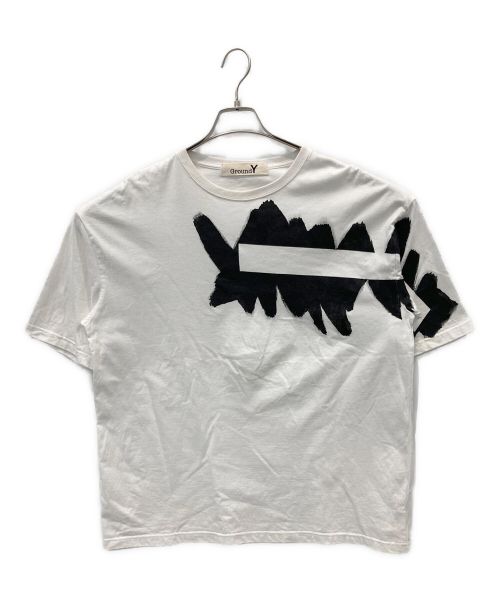 GROUND Y（グラウンドワイ）GROUND Y (グラウンドワイ) Painted 5.6oz cotton Jersey Painted Big T-Shirt C ホワイト サイズ:4の古着・服飾アイテム