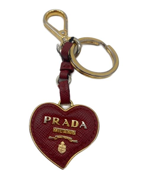 PRADA（プラダ）PRADA (プラダ) ハートモチーフバッグチャーム ゴールド×レッドの古着・服飾アイテム