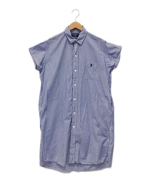 Gymphlex（ジムフレックス）Gymphlex (ジムフレックス) ストライプシャツドレス ネイビー サイズ:14の古着・服飾アイテム