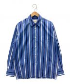 Baguttaバグッタ）の古着「ストライプレギュラーカラーオーバーシャツ」｜ブルー