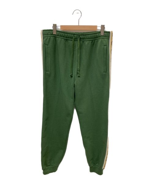GUCCI（グッチ）GUCCI (グッチ) Cotton Jogging Pant Jersey Trousers グリーン×ベージュ サイズ:Lの古着・服飾アイテム