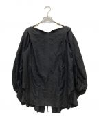 Mame Kurogouchiマメクロゴウチ）の古着「Floral Pattern Silk Rayon Jacquard Laced-Back Blouse」｜ブラック
