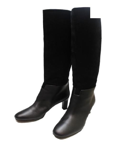 HERMES（エルメス）HERMES (エルメス) ロングスウェードブーツ ブラック サイズ:37.5の古着・服飾アイテム
